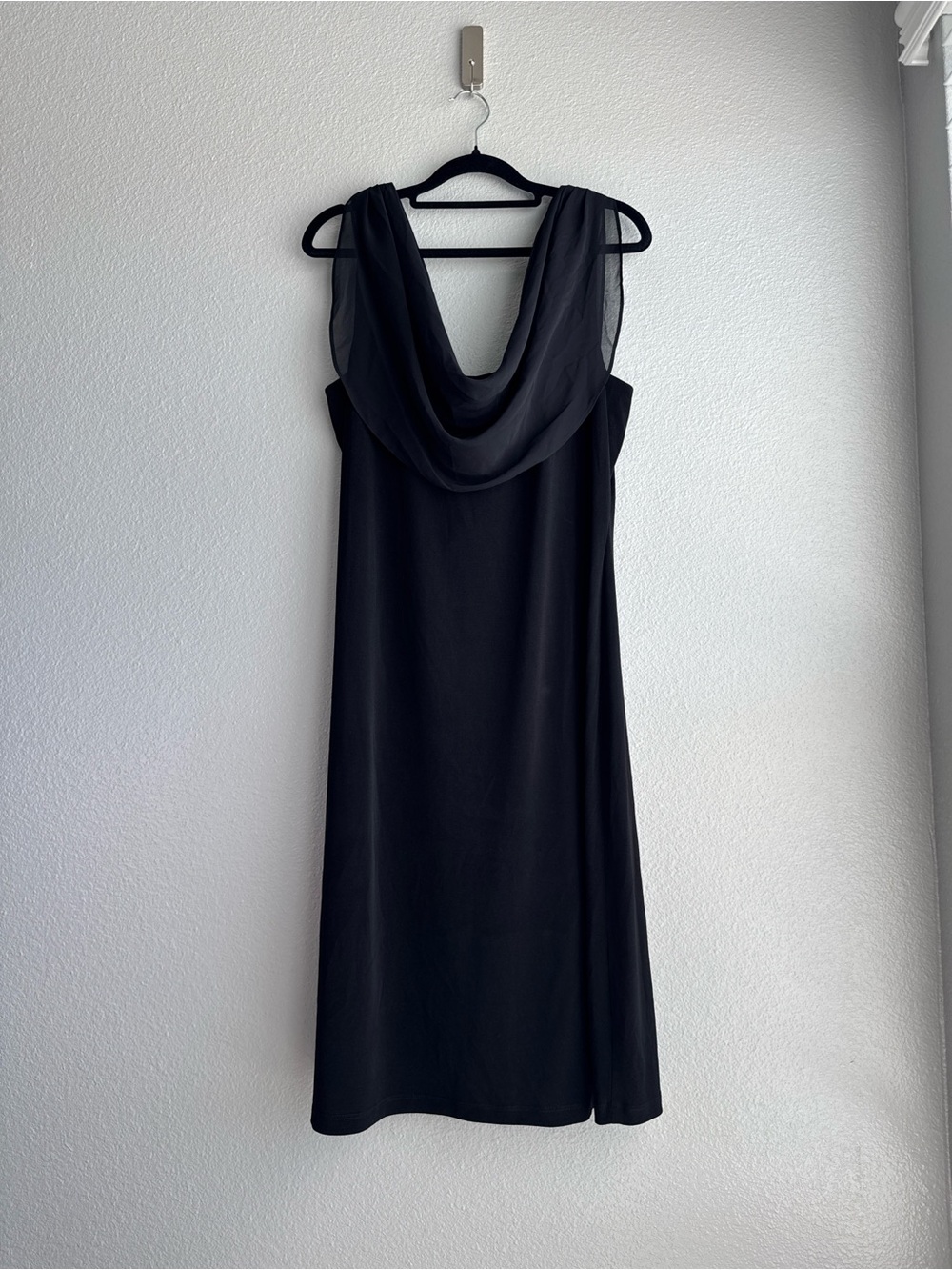 NWT Connected Apparel Black Draped Cowl Midi Dress - Size 12